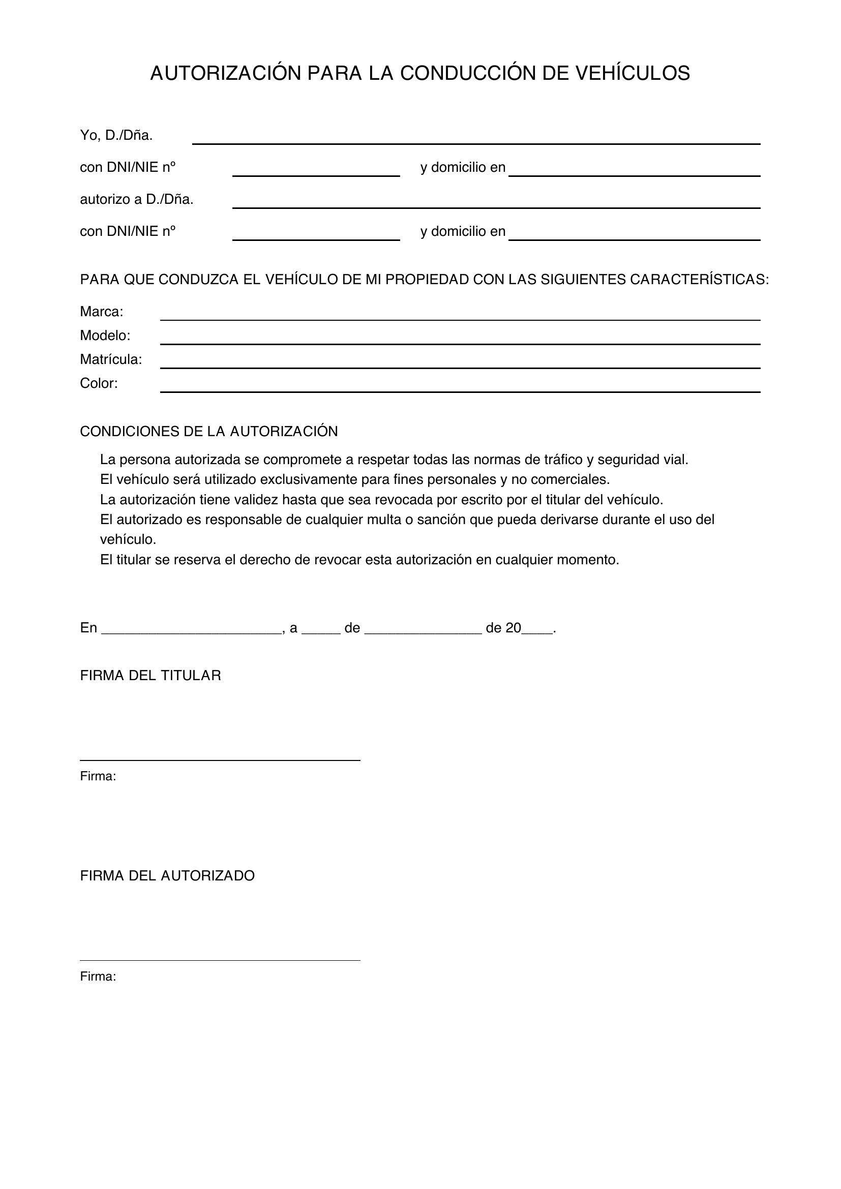 Autorización Para La Conducción De Vehículos