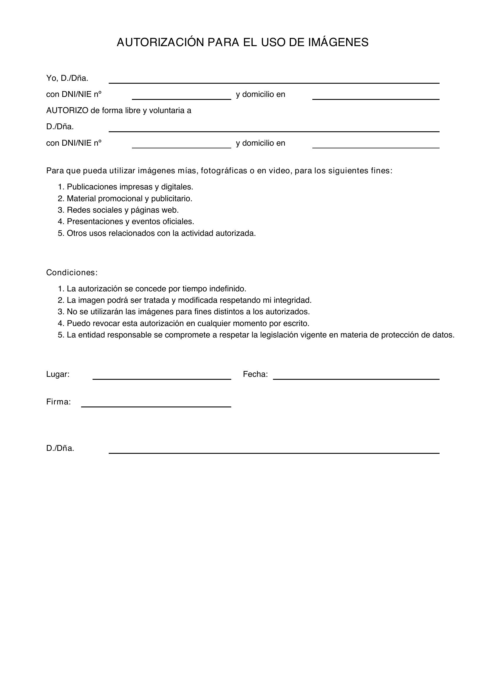 Modelo Autorización Uso De Imágenes